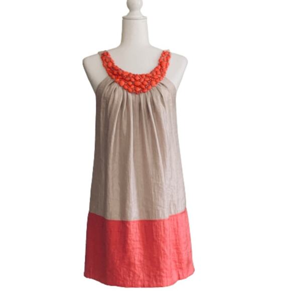 Alexia Admor New York Dress Tangerine Taupe Beaded Neckline Sleeveless Small - Picture 12 of 13